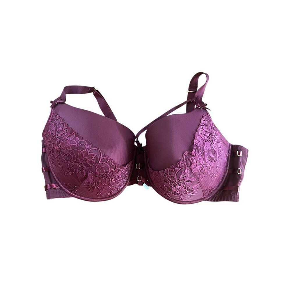 Cacique Lane Bryant Boost Balconette Padded Bra Plus Size 46DDD Deep Red Wired
